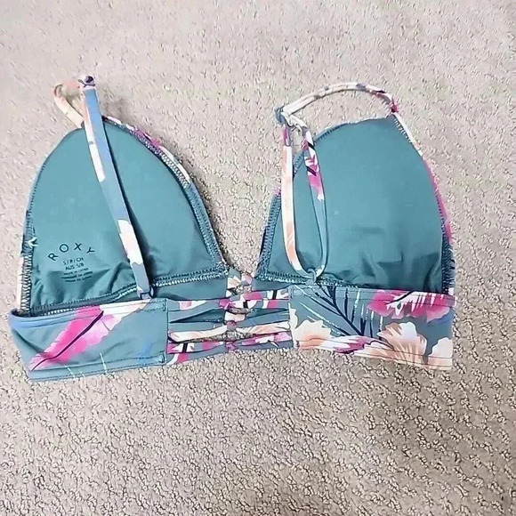 ROXY Bikini Top Small‎ Green Floral Tropical Beach Classics Resort Swim summer - Picture 6 of 6